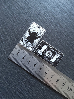 2 or 10 The Devil Cat Tarot Card Charms White & Black Resin 38x23mm