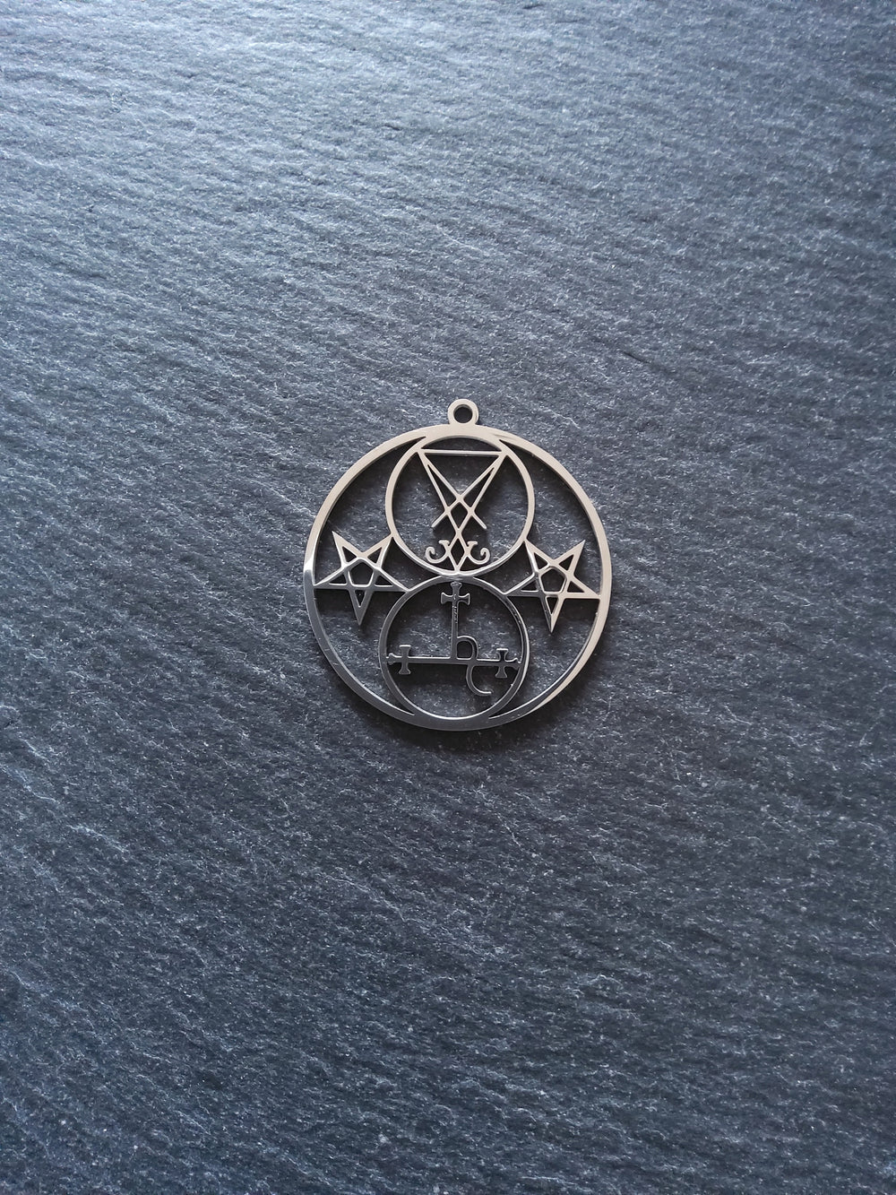 1 or 5 Stainless Steel Sigil of Lucifer & Lilith Pendants 38x35mm