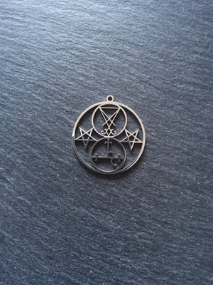 1 or 5 Stainless Steel Sigil of Lucifer & Lilith Pendants 38x35mm