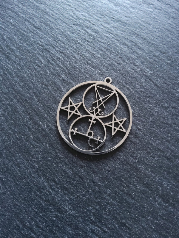 1 or 5 Stainless Steel Sigil of Lucifer & Lilith Pendants 38x35mm