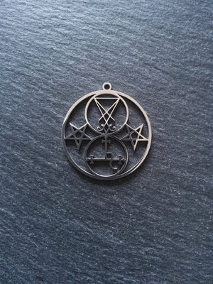 1 or 5 Stainless Steel Sigil of Lucifer & Lilith Pendants 38x35mm