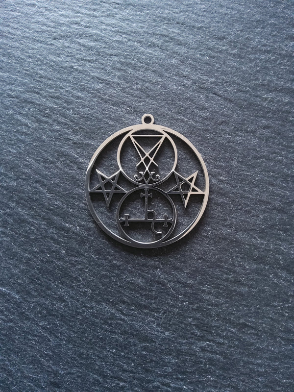 1 or 5 Stainless Steel Sigil of Lucifer & Lilith Pendants 38x35mm