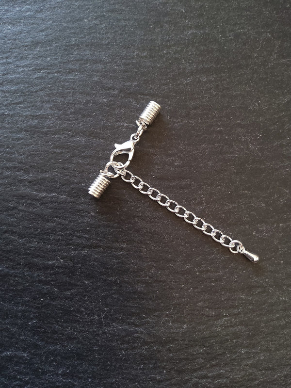 Silver Plated COIL Crimp End Sets for 2mm Cord For Necklaces