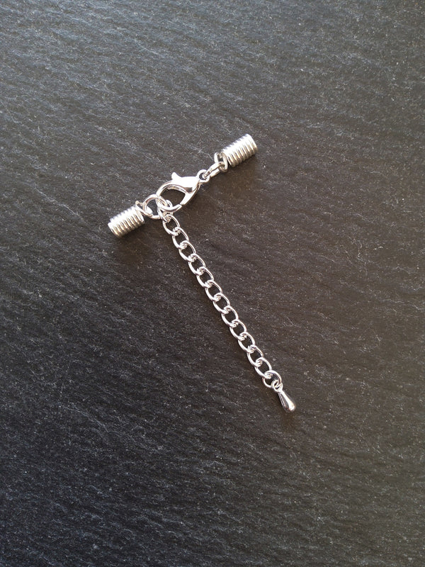 Silver Plated COIL Crimp End Sets for 2mm Cord For Necklaces