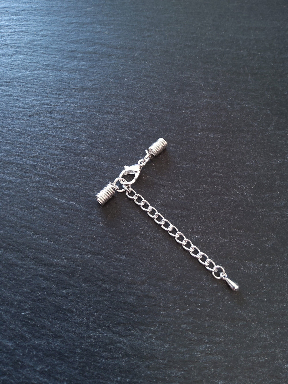 Silver Plated COIL Crimp End Sets for 2mm Cord For Necklaces