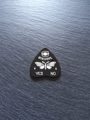 2 or 10 Large Black Acrylic Ouija Planchette Charms with Moth in White 42x40mm