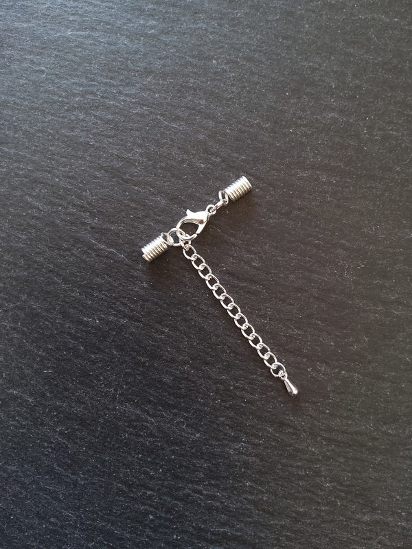 Silver Plated COIL Crimp End Sets for 2mm Cord For Necklaces