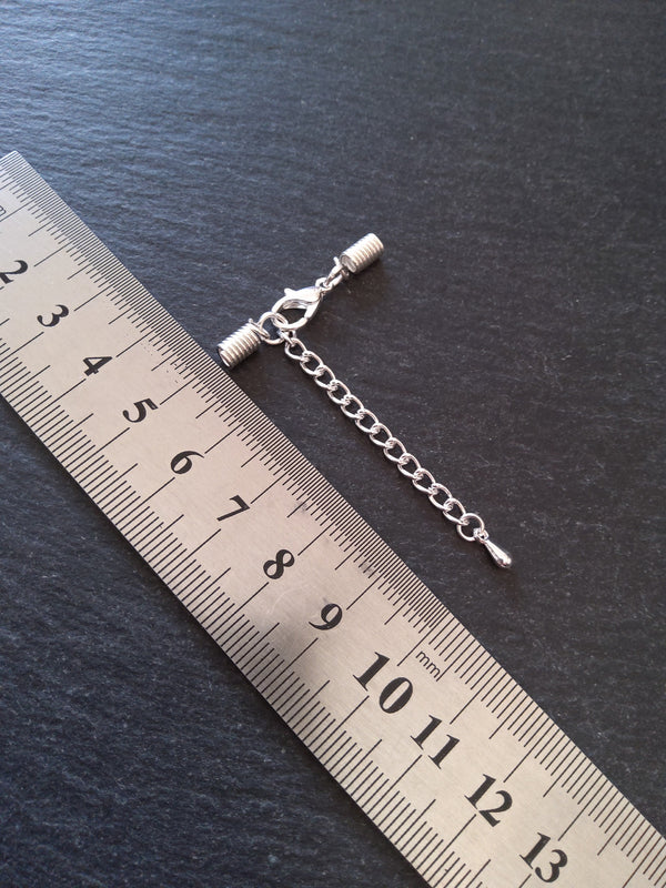 Silver Plated COIL Crimp End Sets for 2mm Cord For Necklaces