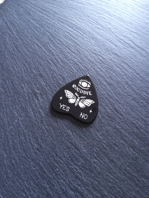 2 or 10 Large Black Acrylic Ouija Planchette Charms with Moth in White 42x40mm