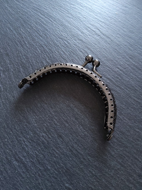 Patterned Gunmetal 8.5cm Metal Arch Frame Kiss Clasp For Purse Bag (3 3/8 inch)