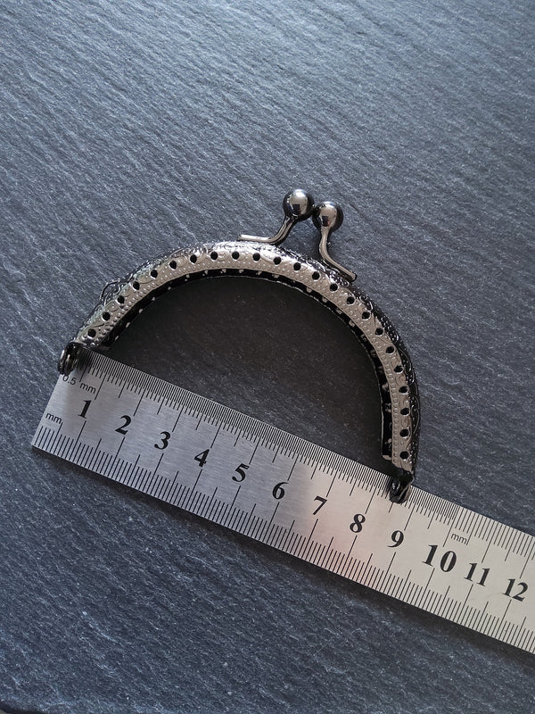 Patterned Gunmetal 8.5cm Metal Arch Frame Kiss Clasp For Purse Bag (3 3/8 inch)