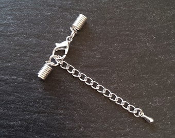 Silver Plated COIL Crimp End Sets for 2mm Cord For Necklaces