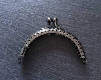 Patterned Gunmetal 8.5cm Metal Arch Frame Kiss Clasp For Purse Bag (3 3/8 inch)