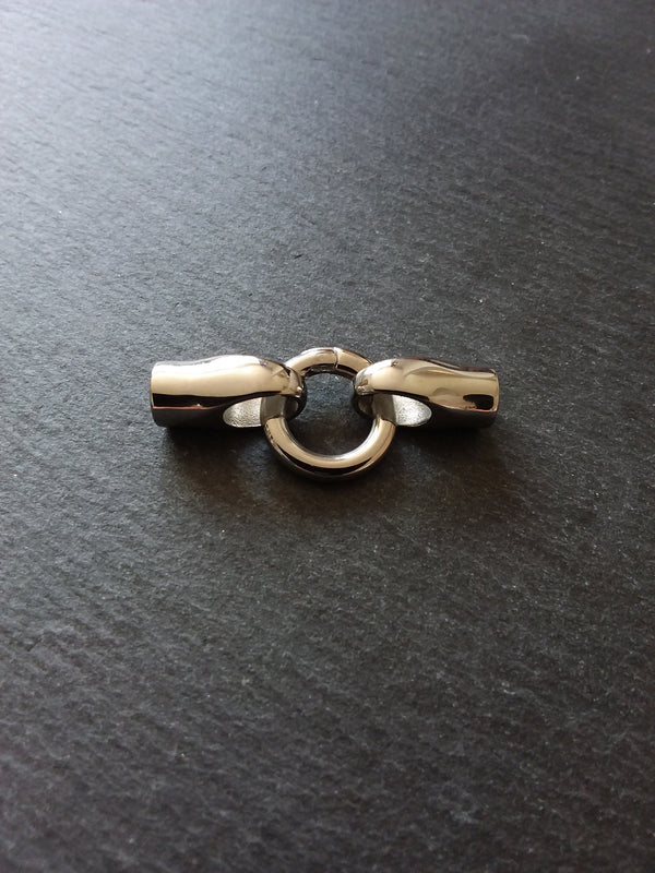 1 or 5 Stainless Steel End Cap & Spring Gate Clasp Connector Set for 5.5mm Cord Bracelets (6mm end caps)