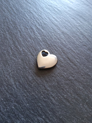 1 or 5 Solid Stainless Steel Heart Charms 14.5x15.5x3.5mm
