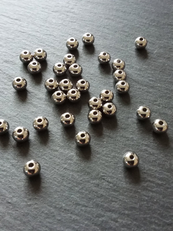 10 or 50 Stainless Steel 6mm Solid Round Spacer Beads 1mm Hole