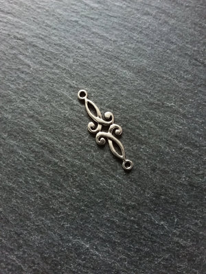 10 or 50 Antique Silver Long Classical Connector Charms 29x9mm