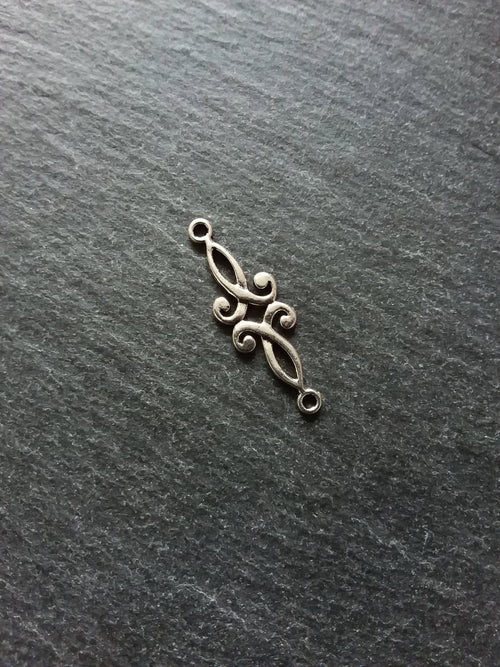 10 or 50 Antique Silver Long Classical Connector Charms 29x9mm