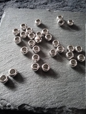 20 or 100 Silver Tone 6mm Smooth Plain Barrel Spacer Beads 6x5mm 3.5mm Hole