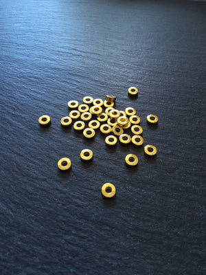 40 or 200 Gold Plated 6mm Solid Flat Round Metal Alloy Spacer Beads 6x2mm Hole: 2.5mm