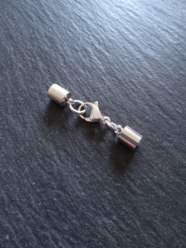2 or 10 Bright Silver Stainless Steel End Cap Sets for 4.5mm Cord (5mm end caps)