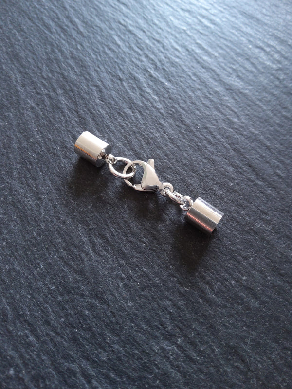 2 or 10 Bright Silver Stainless Steel End Cap Sets for 4.5mm Cord (5mm end caps)