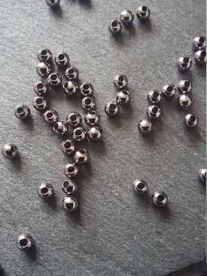 Gunmetal 4mm Spacer Ball Beads Smooth Round Hollow
