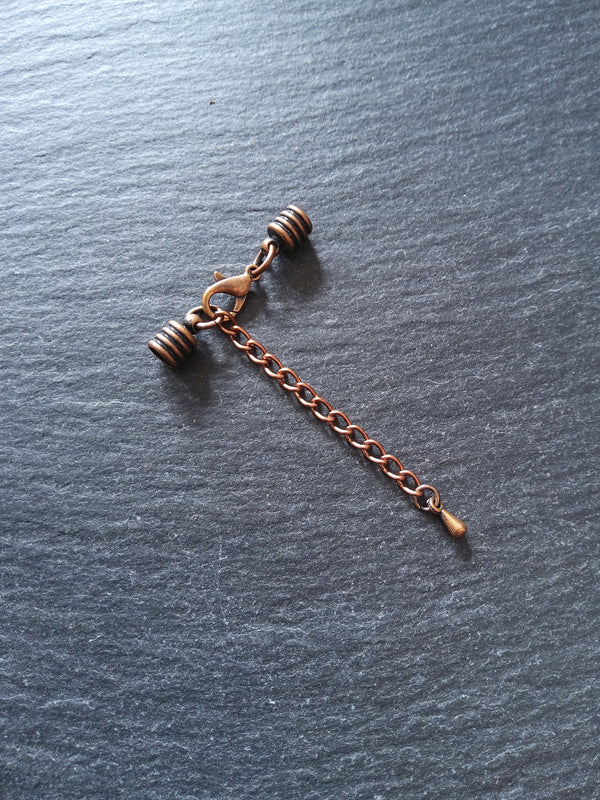 Antique Copper Ribbed End Cap Sets for 4mm Cord Necklaces & Bracelets (4.5mm caps)