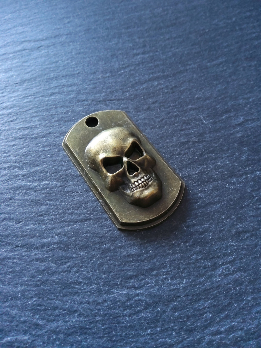 2 or 10 Skull Relief Rectangular Pendants Antique Bronze 48x27x6mm NICKEL FREE