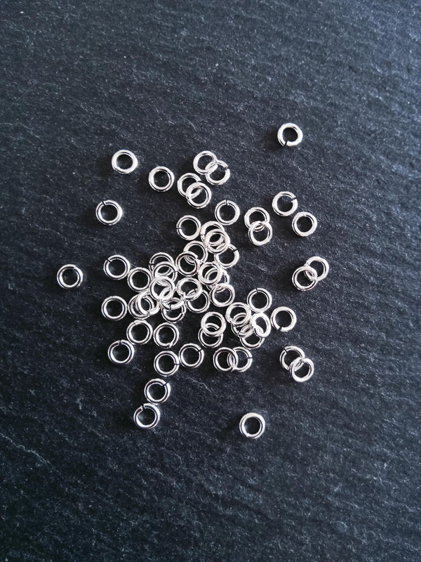 20 or 100 Real Sterling Silver 925 Plated Brass 5mm Jump Rings 1mm (18 gauge)