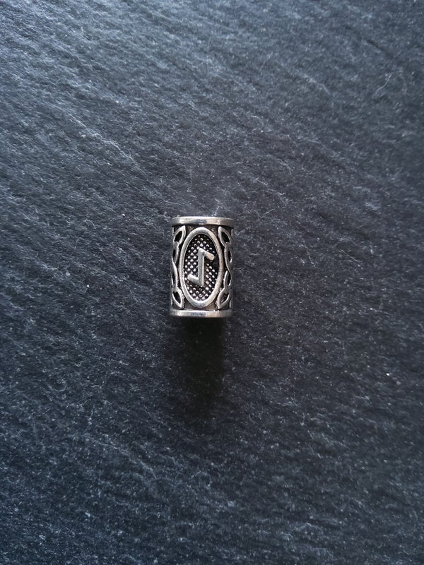 6 or 30 Eoh ᛇ or Eiwaz Rune Beads Elder Futhark Antique Silver Tone 13x8mm. Large 4.7mm Hole