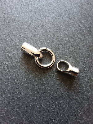 1 or 5 Stainless Steel End Cap & Spring Gate Clasp Connector Set for 5.5mm Cord Bracelets (6mm end caps)