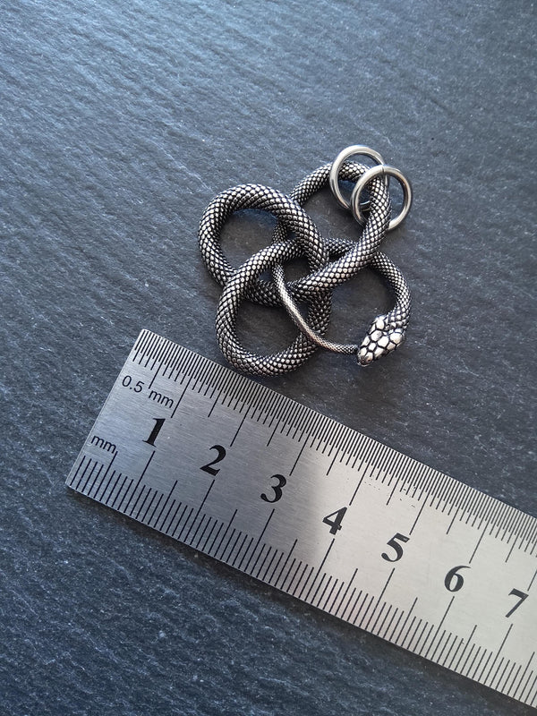 Snake Infinity Knot Pendant Antique Silver Stainless Steel 37x36.5x4.5mm