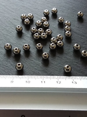 10 or 50 Stainless Steel 6mm Solid Round Spacer Beads 1mm Hole