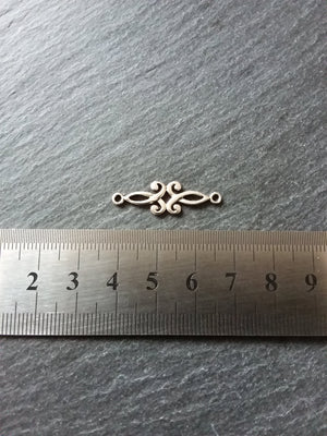 10 or 50 Antique Silver Long Classical Connector Charms 29x9mm