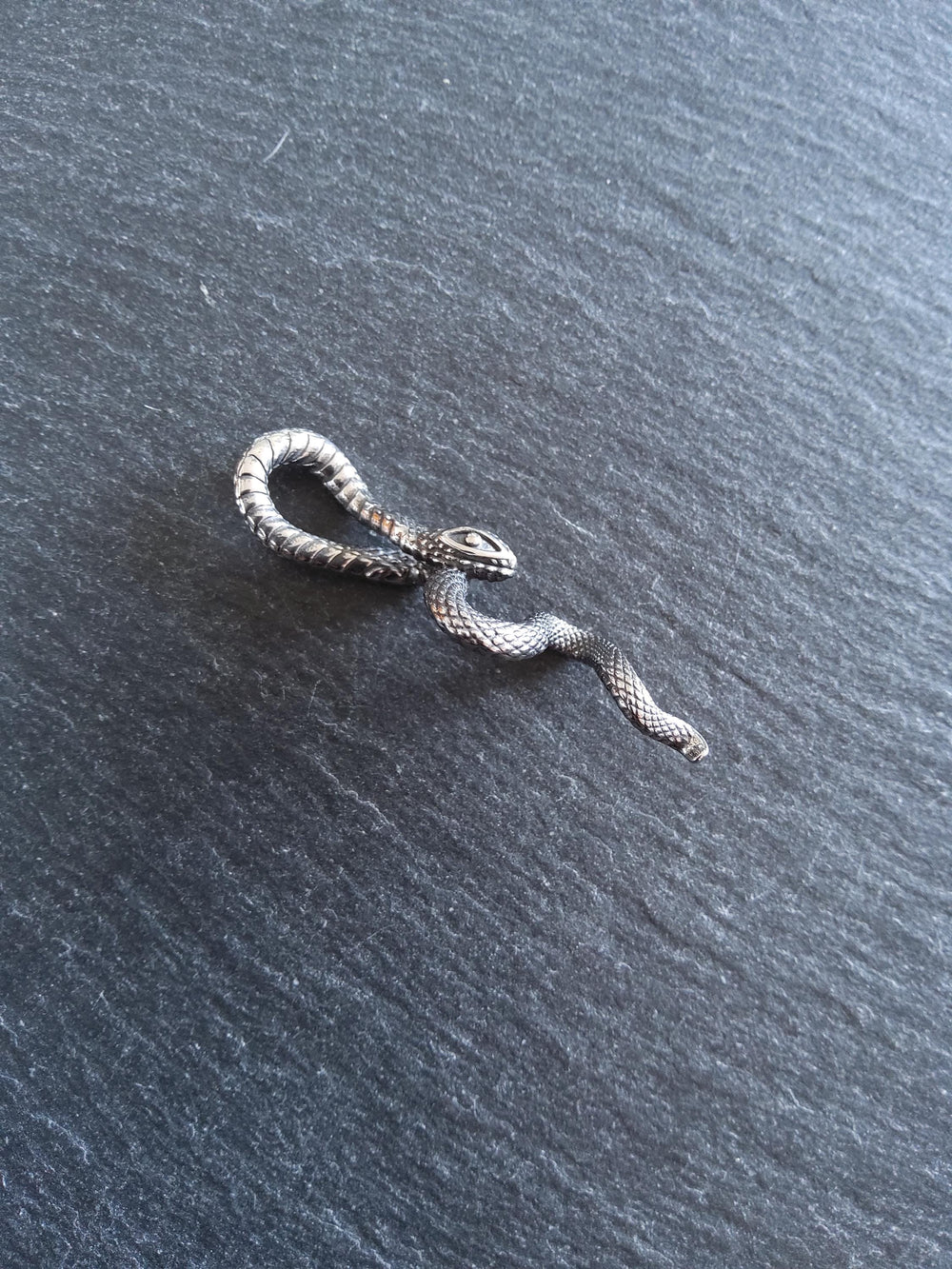 Snake Pendant Antique Silver Surgical Steel 22x53x10.5mm