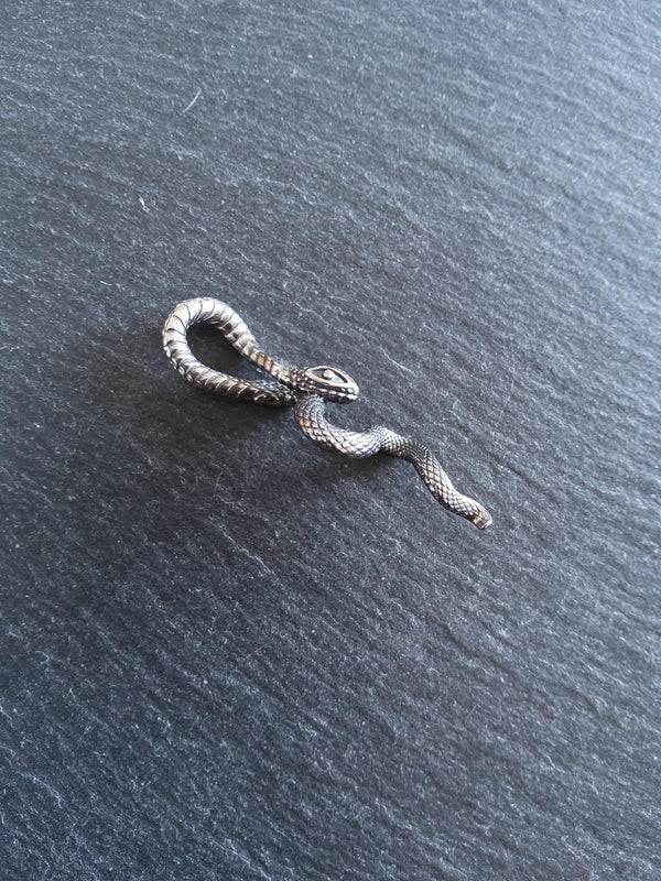 Snake Pendant Antique Silver Surgical Steel 22x53x10.5mm