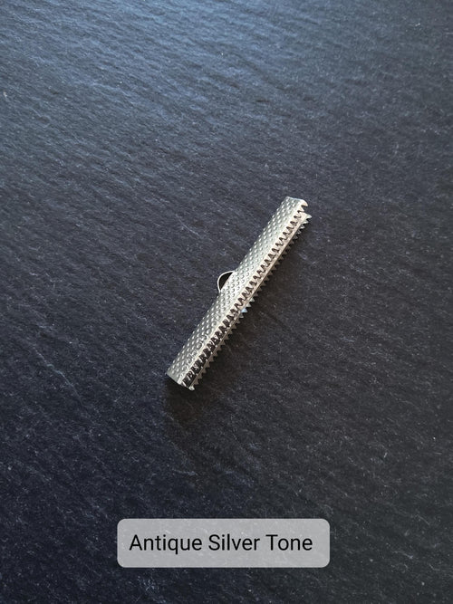40mm (1 9/16") Wide Ribbon Crimp Ends 40x8mm Findings Crimps in Antique Silver, Bright Silver Plated or Antique Bronze