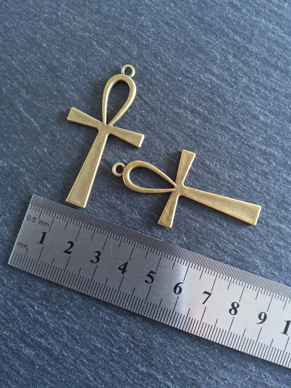 4 or 20 Ankh Pendants Large Antique Bronze Tone Egyptian 54x28mm