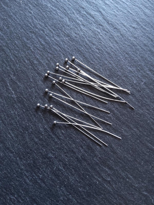 20 or 100 Stainless Steel Ball Head Pins 40mm Long 0.5mm Wide (24 gauge)