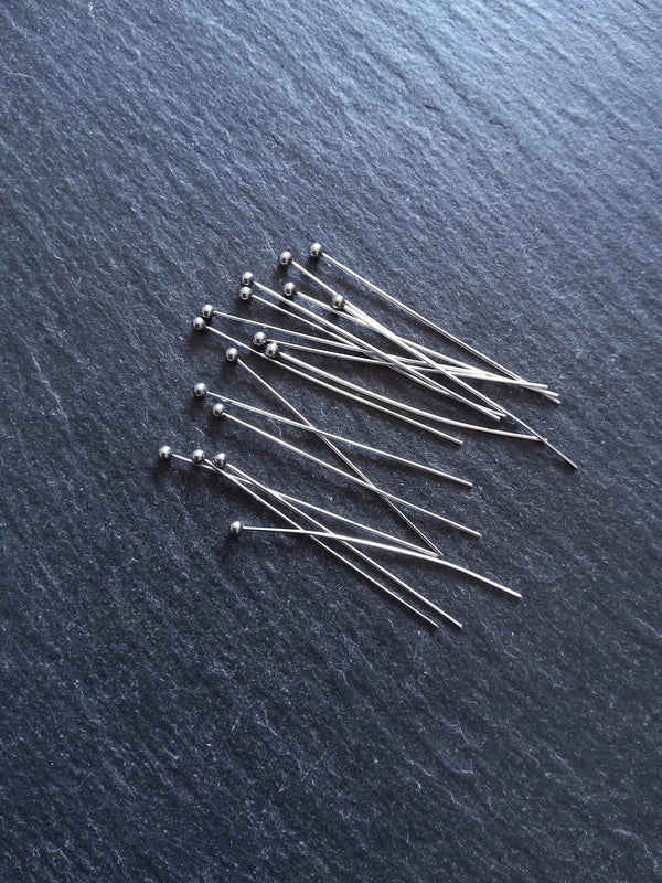 20 or 100 Stainless Steel Ball Head Pins 40mm Long 0.5mm Wide (24 gauge)
