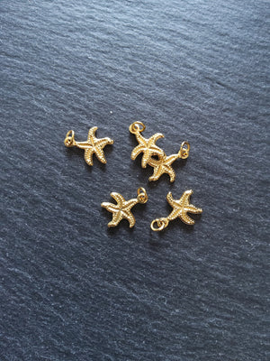 2 or 10 Starfish Charms Real 18K Gold Plated Brass 14.5x12x1.5mm. Nickel FREE