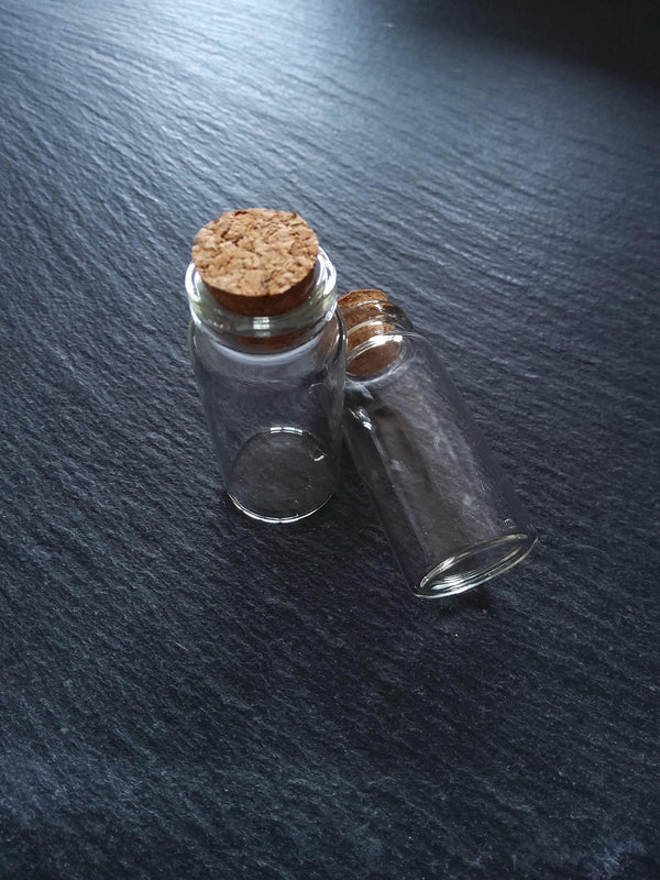 5 Glass Bottles 12ml with Cork Stopper Size 53x22mm