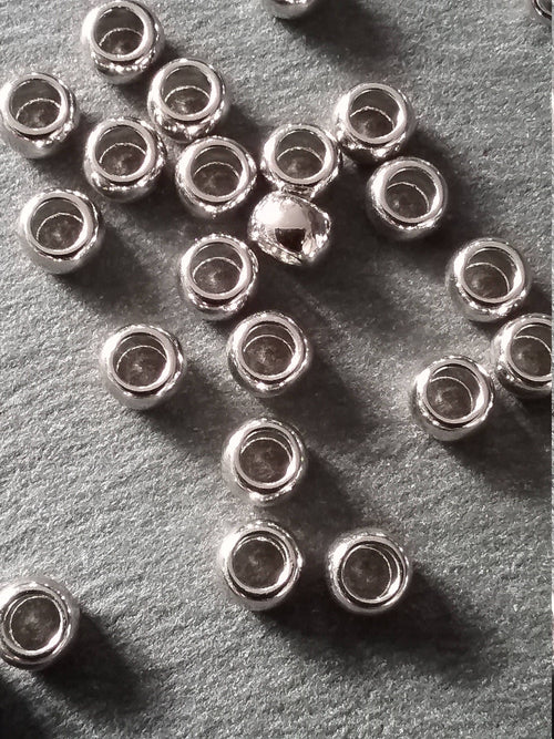 20 or 100 Silver Tone 6mm Smooth Plain Barrel Spacer Beads 6x5mm 3.5mm Hole