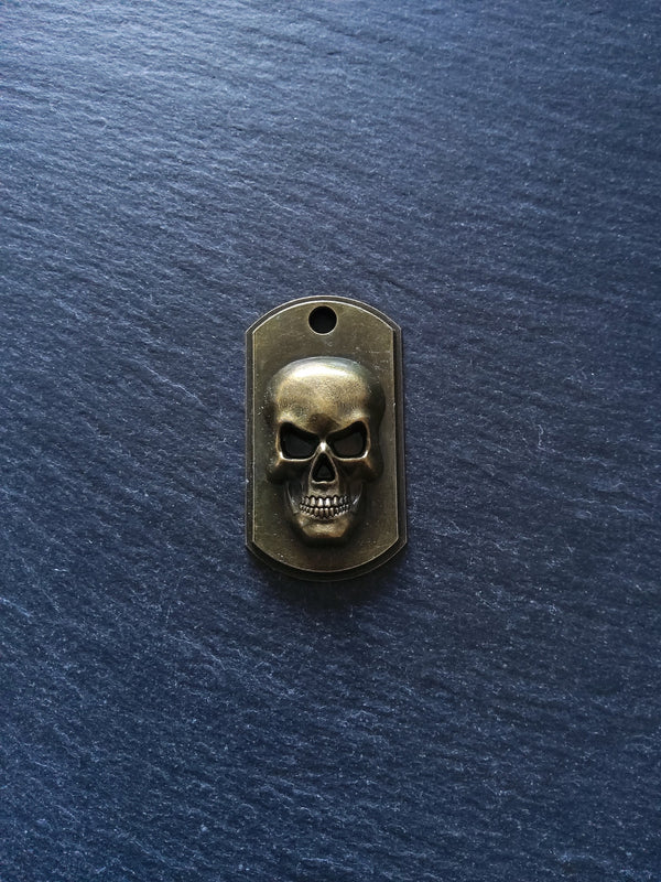 2 or 10 Skull Relief Rectangular Pendants Antique Bronze 48x27x6mm NICKEL FREE