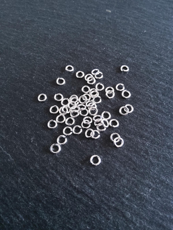 20 or 100 Real Sterling Silver 925 Plated Brass 5mm Jump Rings 1mm (18 gauge)