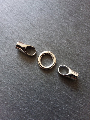 1 or 5 Stainless Steel End Cap & Spring Gate Clasp Connector Set for 5.5mm Cord Bracelets (6mm end caps)