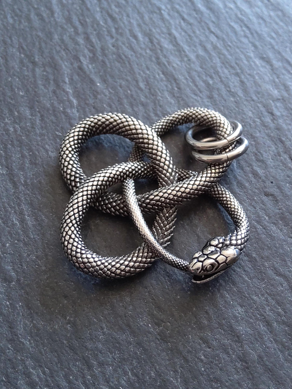 Snake Infinity Knot Pendant Antique Silver Stainless Steel 37x36.5x4.5mm