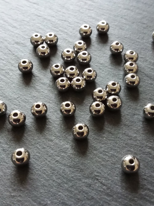 10 or 50 Stainless Steel 6mm Solid Round Spacer Beads 1mm Hole
