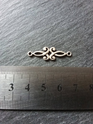 10 or 50 Antique Silver Long Classical Connector Charms 29x9mm